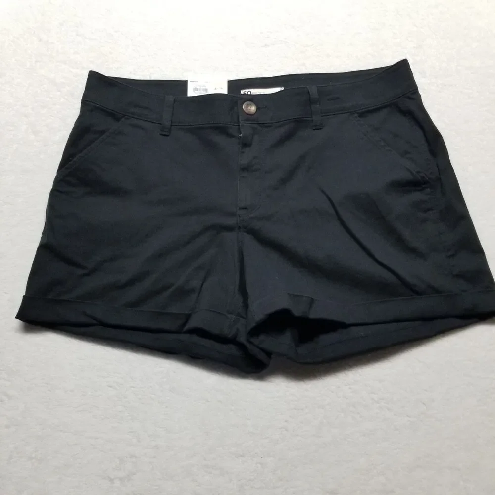 SO brand (Kohl's) Juniors 17 Shorts Lo Rise Chino Midi Black Classic Basic NEW